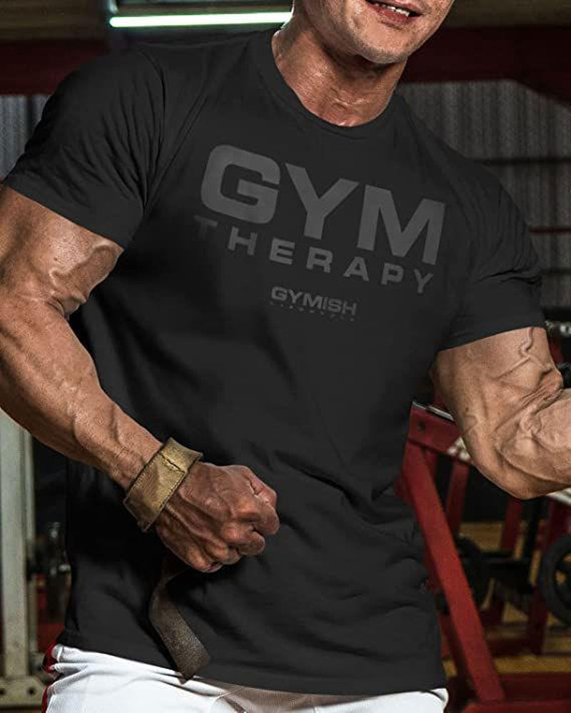 055. Gym Therapy Funny Motivational Workout Gym T-Shirt for Men