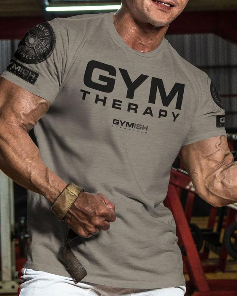 055. Gym Therapy Funny Motivational Workout Gym T-Shirt for Men