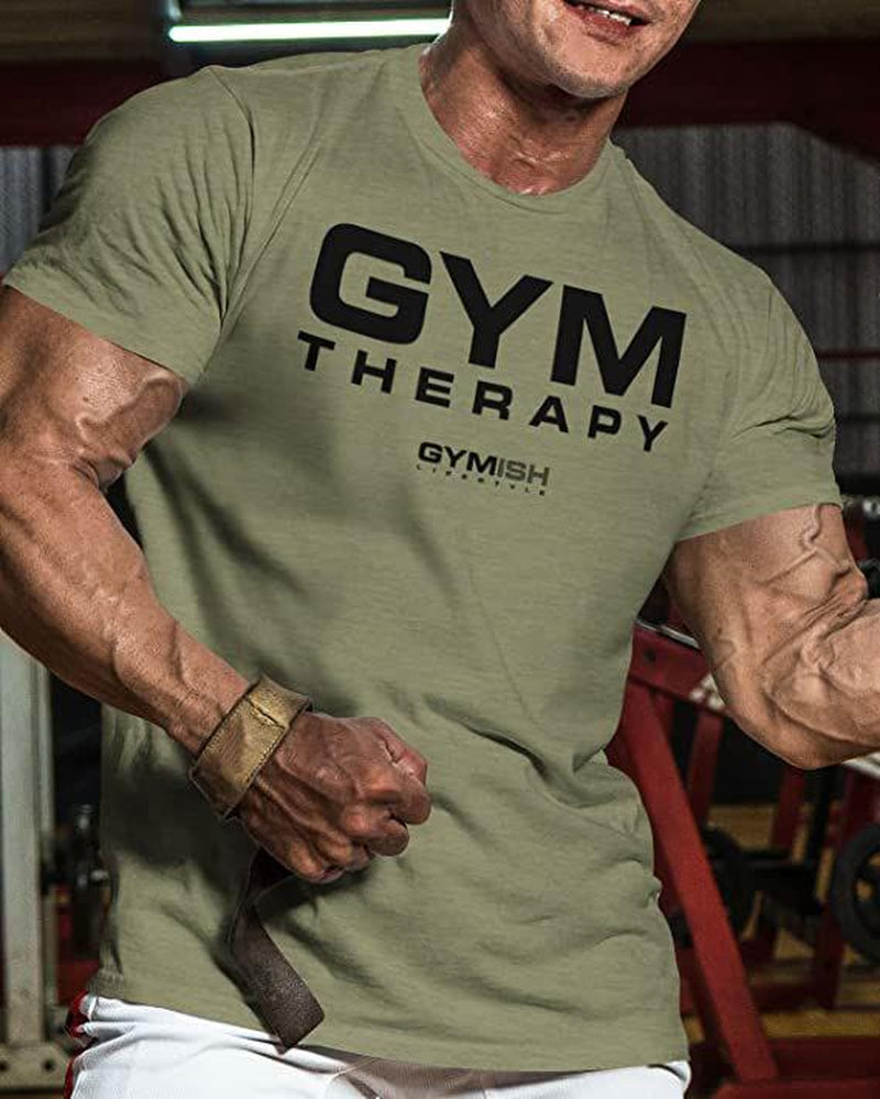 055. Gym Therapy Funny Motivational Workout Gym T-Shirt for Men