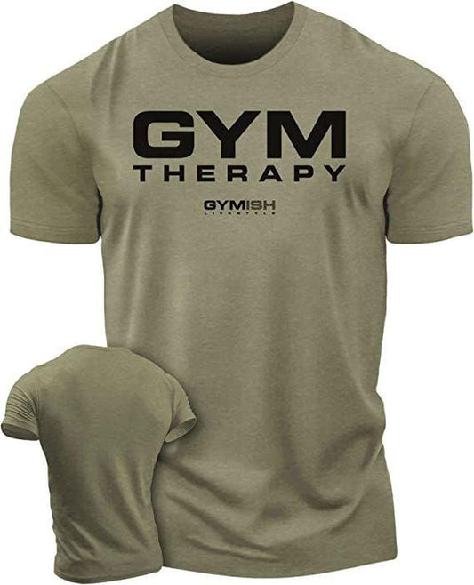 055. Gym Therapy Funny Motivational Workout Gym T-Shirt for Men