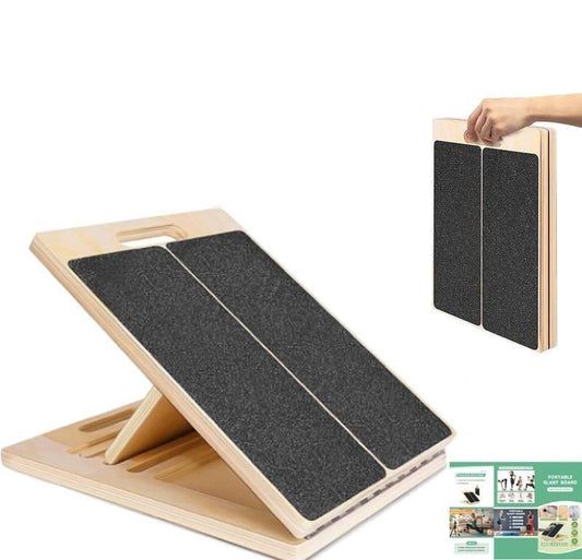 Slant Board for Calf Stretching, Adjustable Portable Wooden Incline Board for Calf Stretcher with Training Poster, 300 Lbs Weight Capacity Calf Stretch Wedge for Leg Exercise, Squat & Physical Therapy