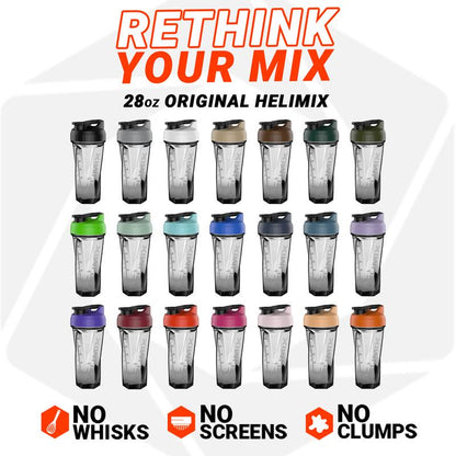 HELIMIX Blender Shaker Bottle Made in USA No Whisk Ball Needed