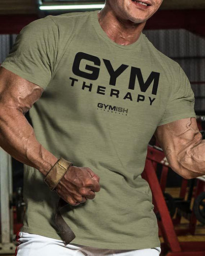 055. Gym Therapy Funny Motivational Workout Gym T-Shirt for Men